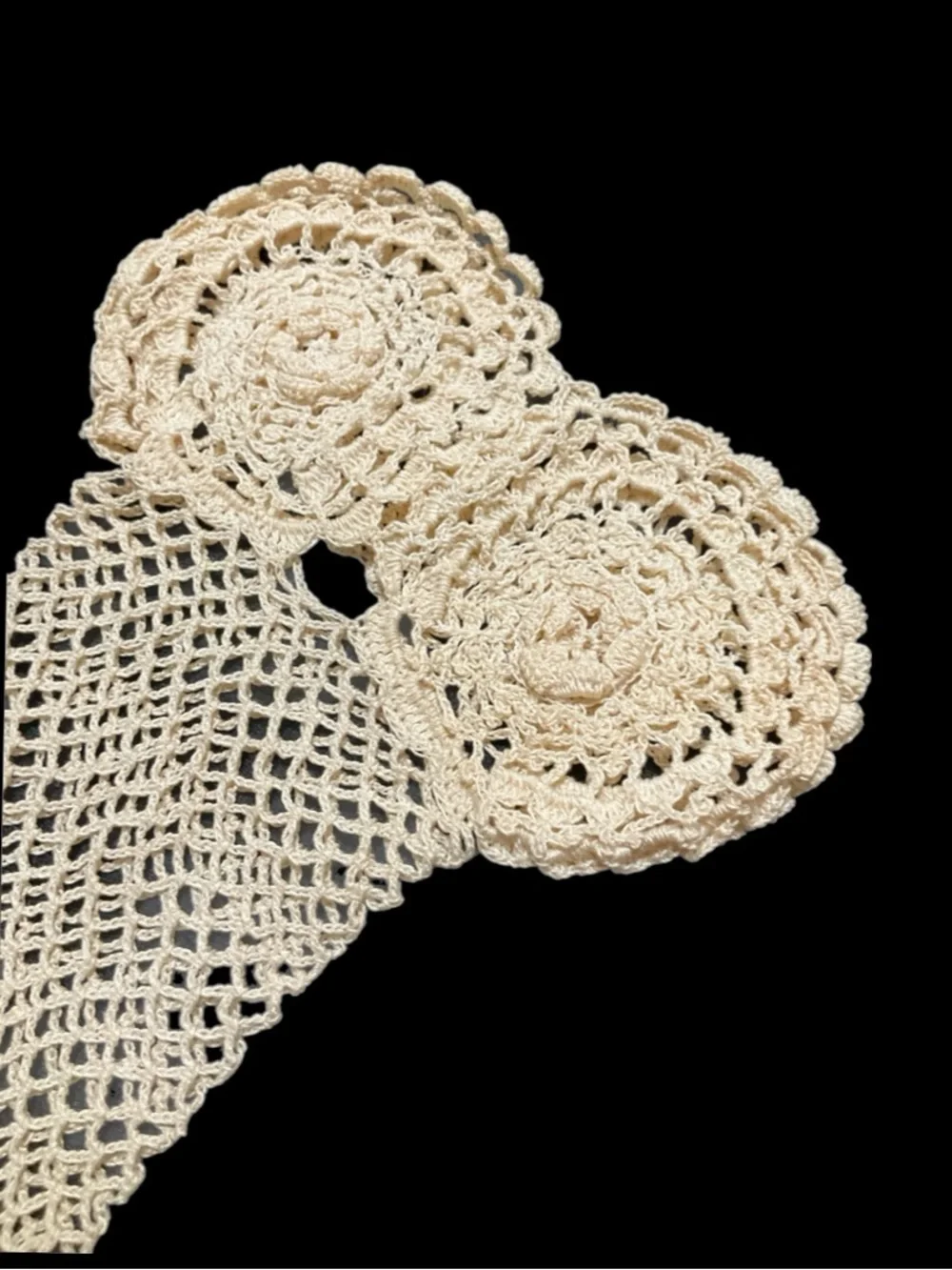 Gauntlet Style Fishnet & Flowers Crochet Ladies Gloves